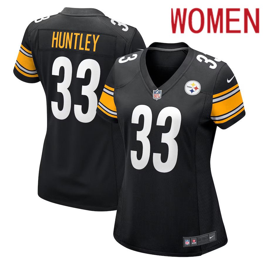 Women Pittsburgh Steelers #33 Jason Huntley Nike Black Game Player NFL Jersey->women nfl jersey->Women Jersey